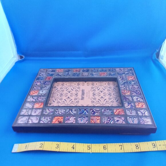 Pier 1 Imports glass tile picture frame 4'' X 6'' black purple orange - Picture 5 of 5